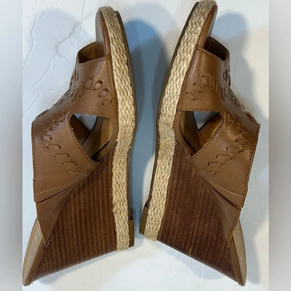 Jack Rogers Wedge Sandal Womens Whipstiched Brown Sophia Size 8